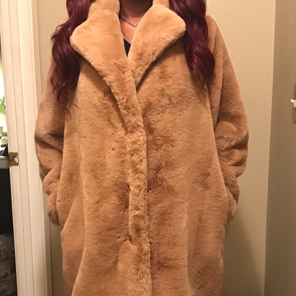 Camel Faux Fur Coat